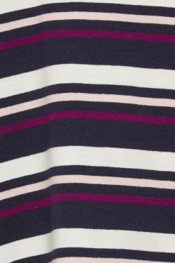 M&Co Womens M&Co Navy Blue Stripe Long Sleeve Cotton T-Shirt