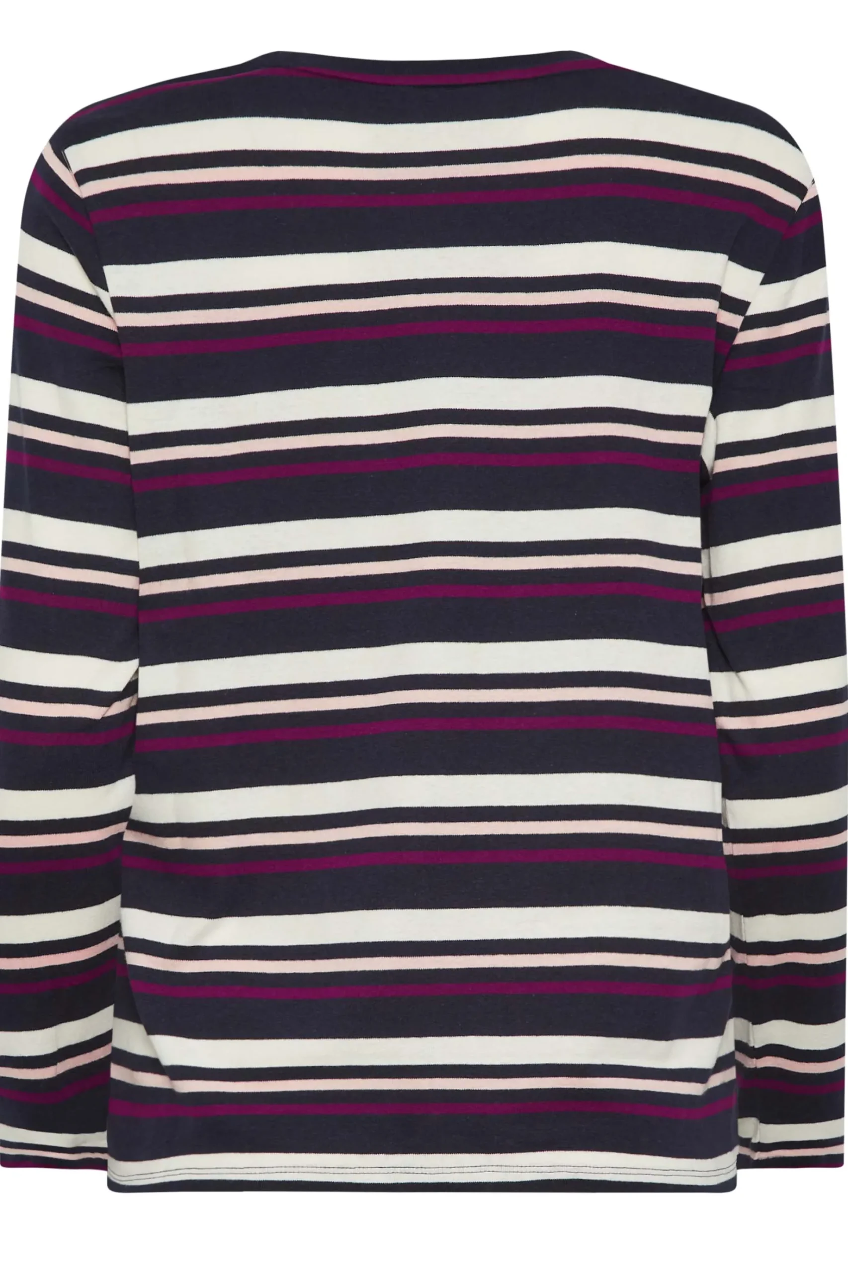 M&Co Womens M&Co Navy Blue Stripe Long Sleeve Cotton T-Shirt