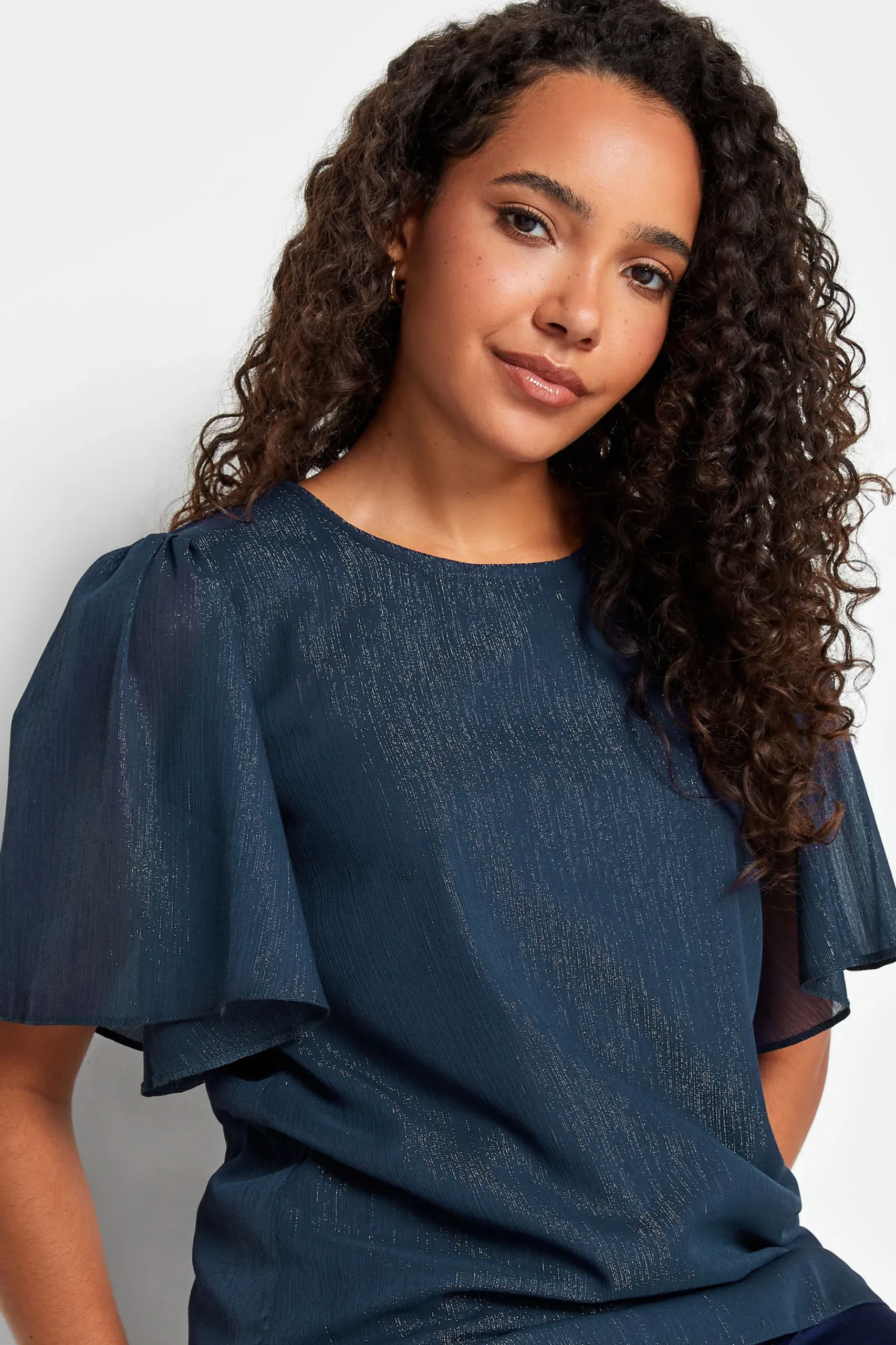 M&Co Womens M&Co Navy Blue Glitter Blouse