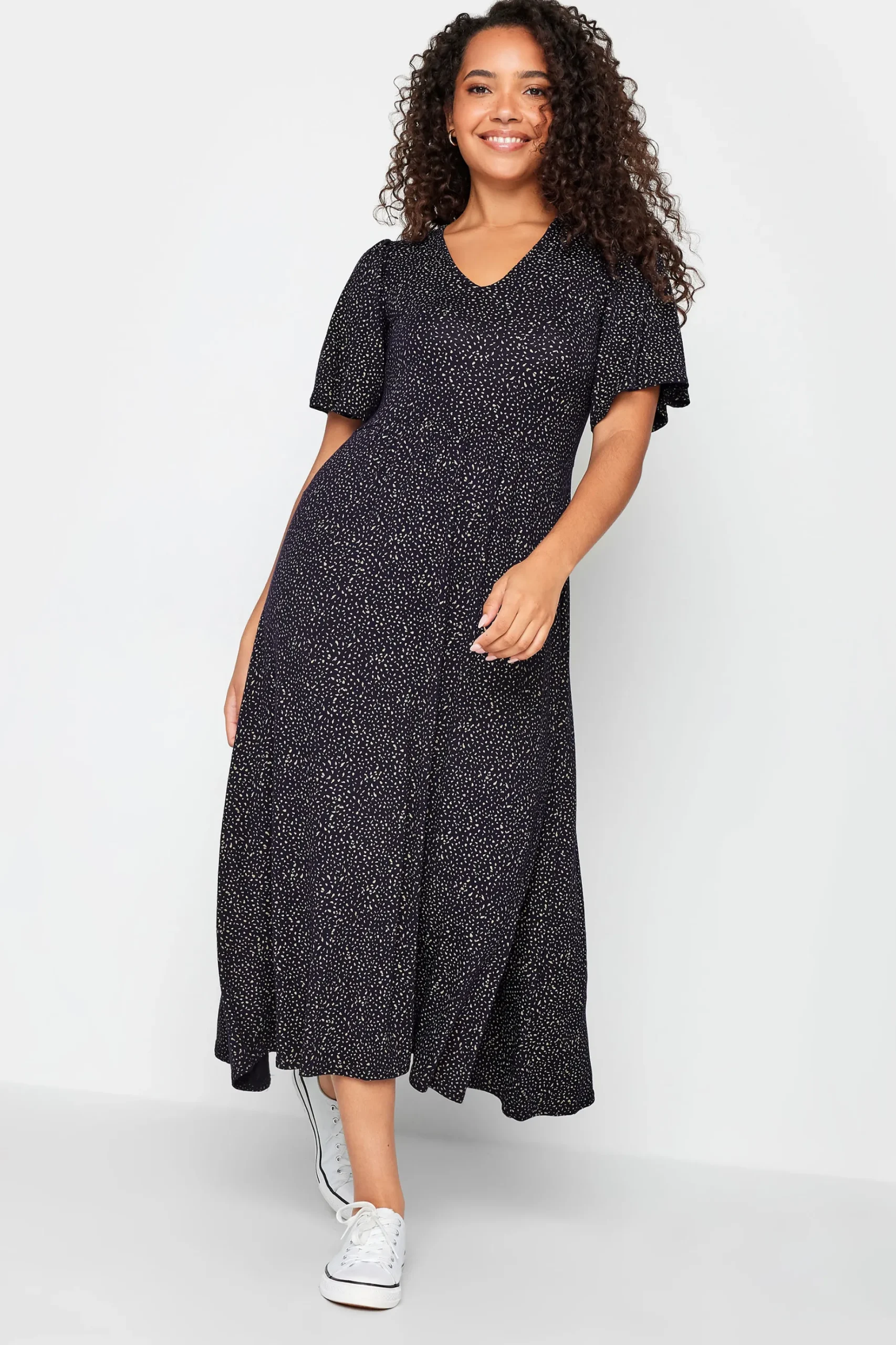 M&Co Womens M&Co Navy Blue Polka Dot Maxi Dress