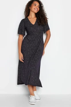 M&Co Womens M&Co Navy Blue Polka Dot Maxi Dress