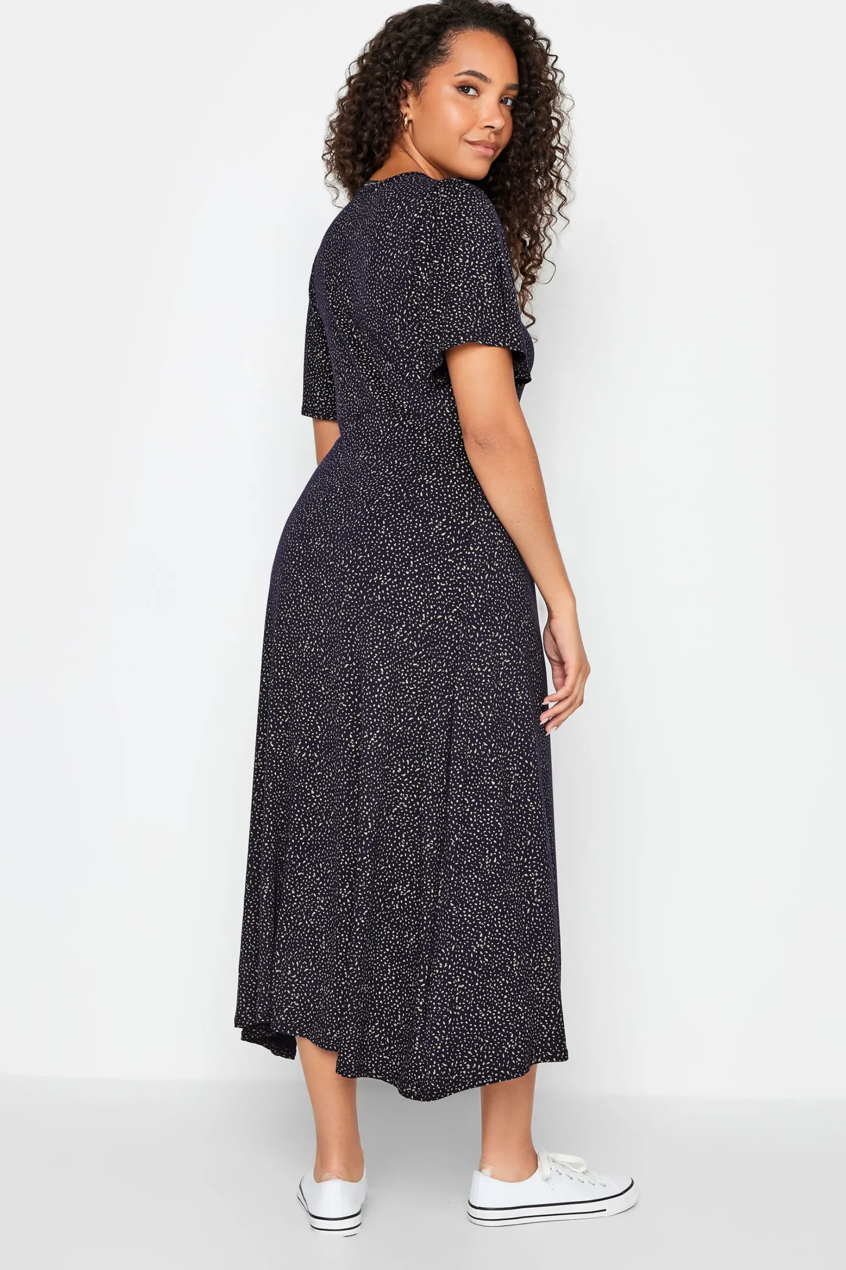 M&Co Womens M&Co Navy Blue Polka Dot Maxi Dress