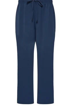M&Co Womens M&Co Navy Blue Crepe Wide Leg Trousers