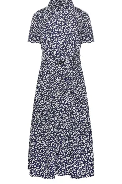 M&Co Womens M&Co Navy Blue Ditsy Print Button Through Midi Dress