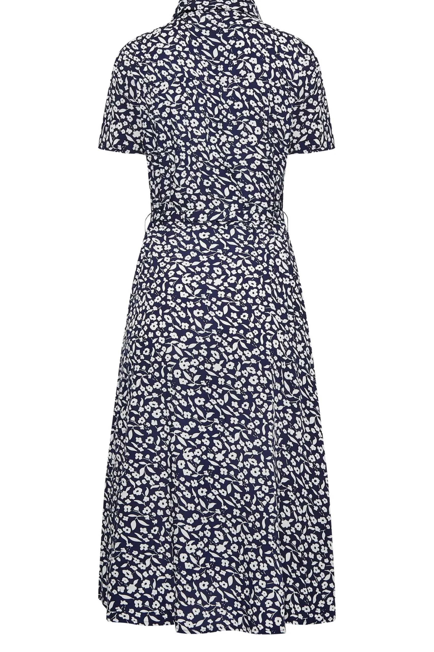 M&Co Womens M&Co Navy Blue Ditsy Print Button Through Midi Dress