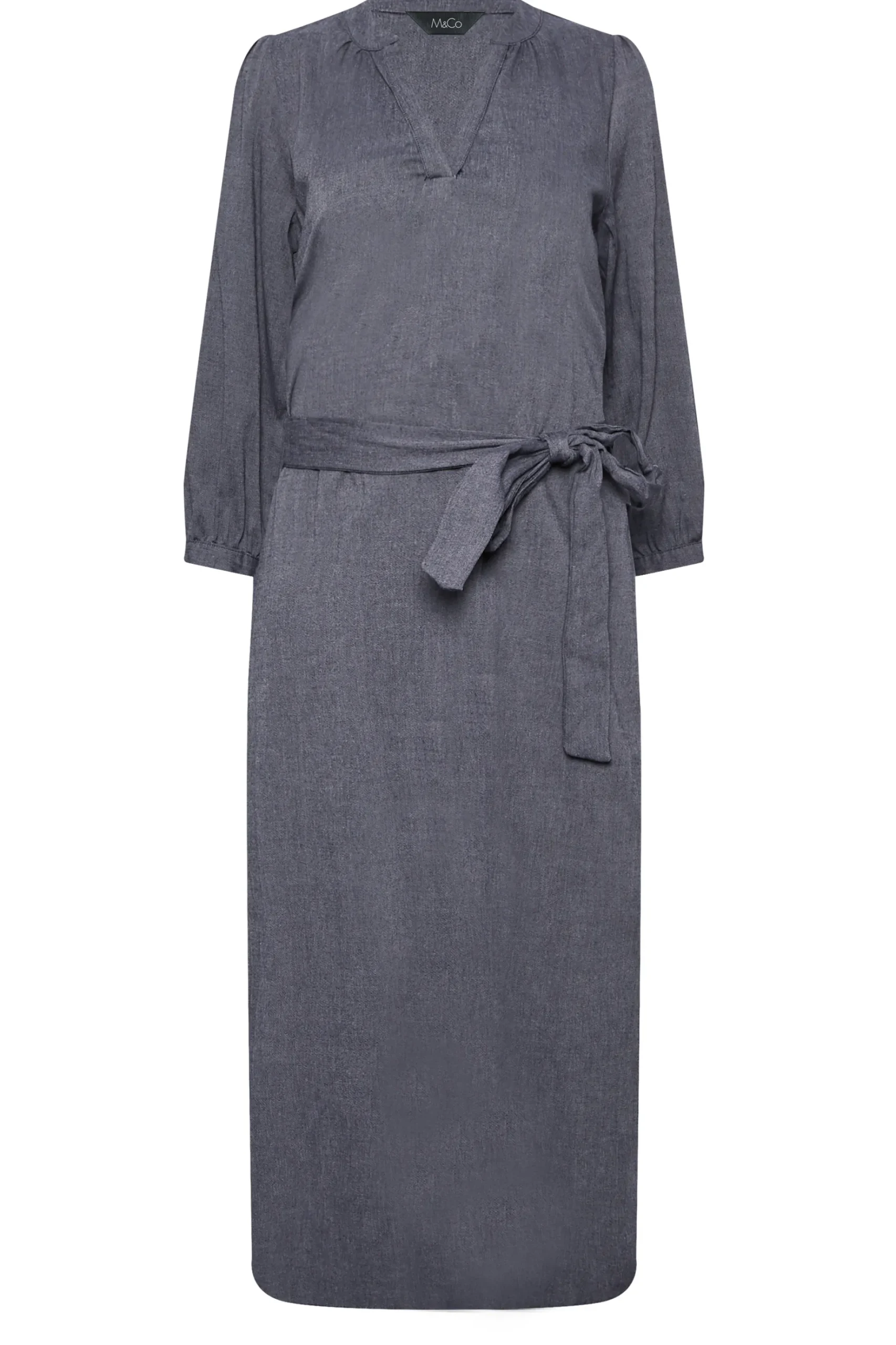 M&Co Womens M&Co Navy Blue Tie Waist Midi Tunic Dress