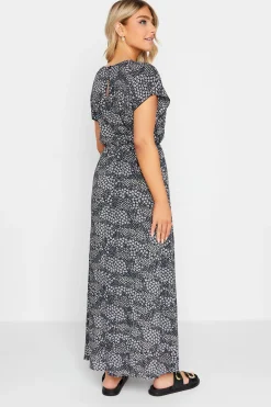 M&Co Womens M&Co Navy Ditsy Frill Sleeve Maxi Dress