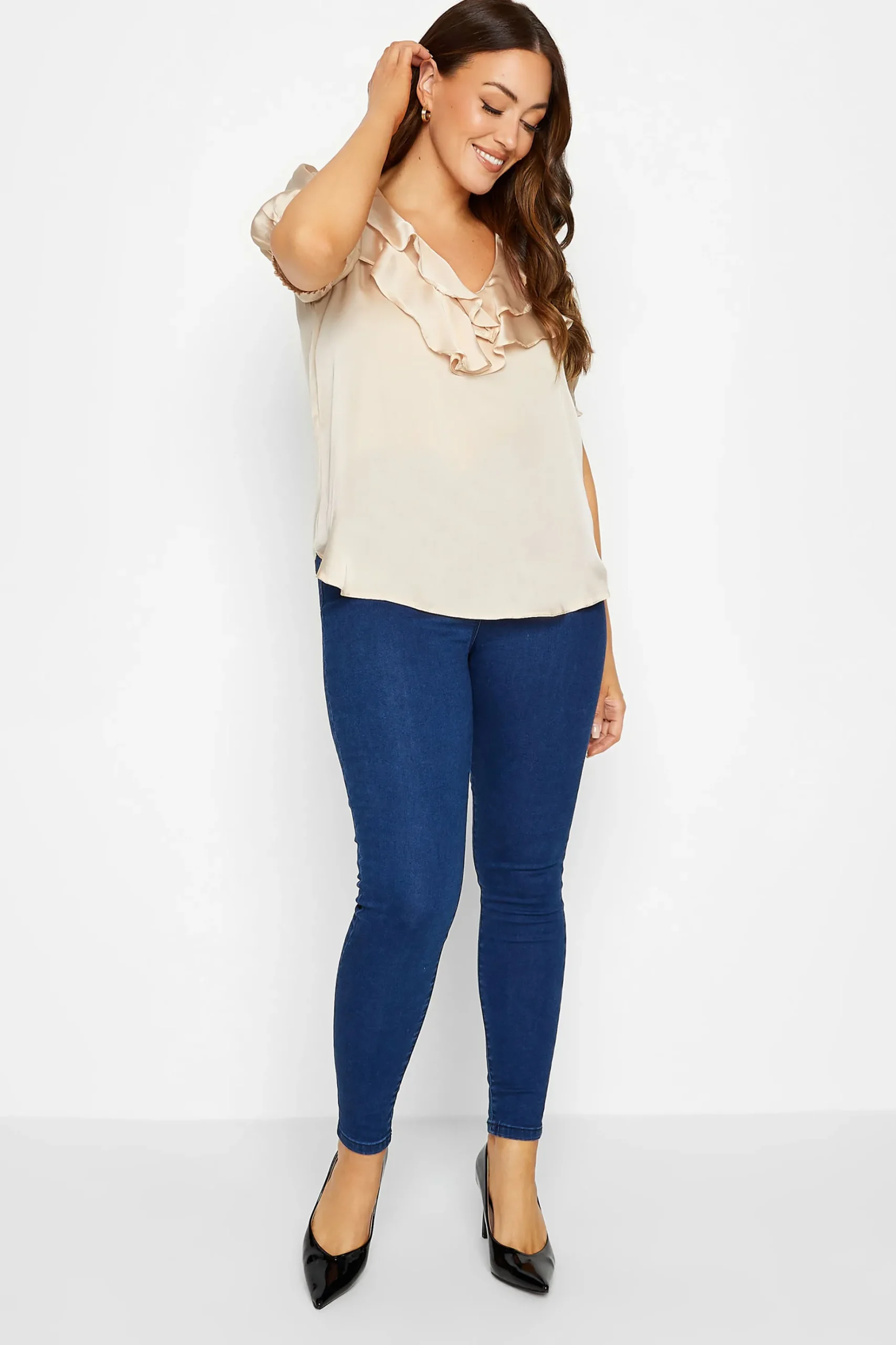 M&Co Womens M&Co Nude Frill Front Blouse