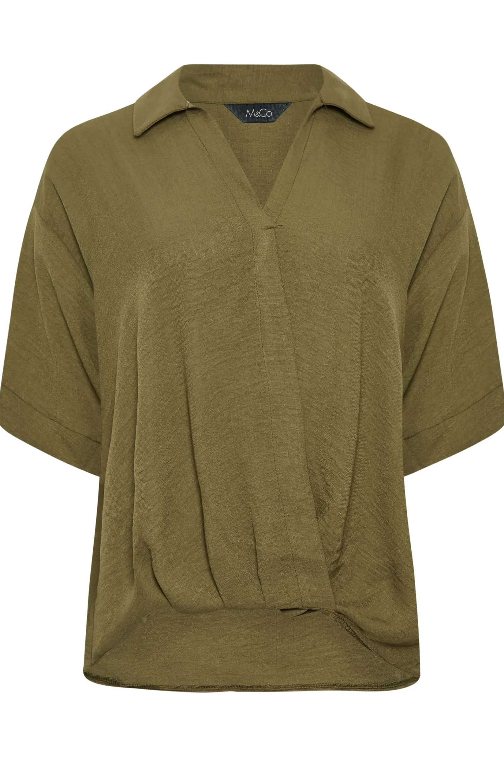 M&Co Womens M&Co Olive Green V-Neck Wrap Blouse