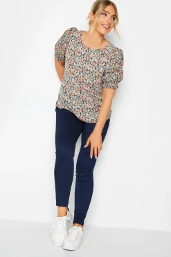 M&Co Womens M&Co Orange Daisy Print Blouse