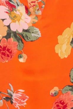 M&Co Womens M&Co Orange Floral 3/4 Sleeve Blouse