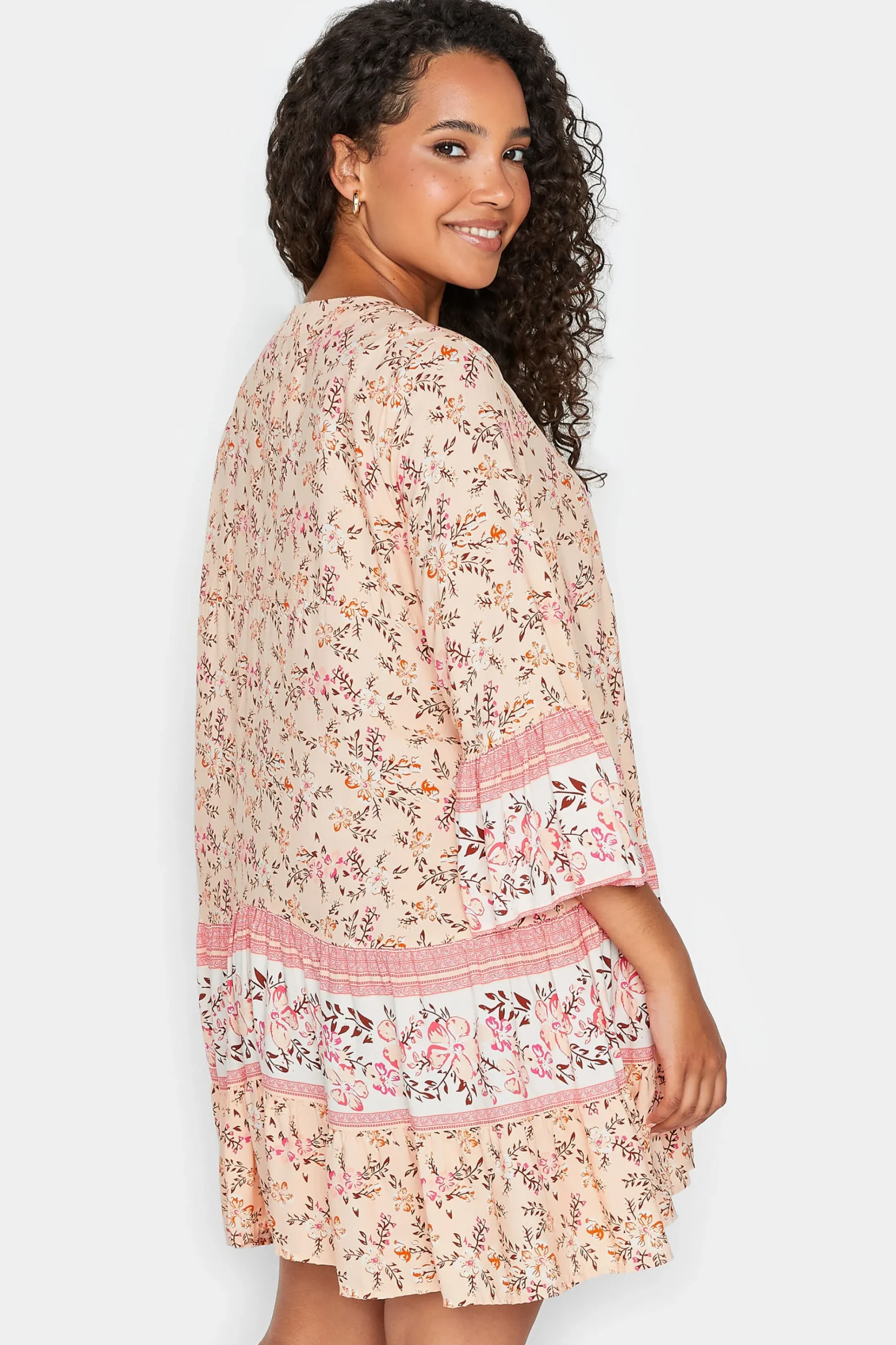 M&Co Womens M&Co Orange Floral Print Tiered Swing Dress