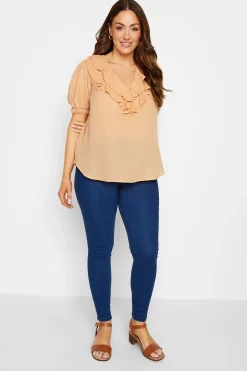 M&Co Womens M&Co Orange Frill Front Blouse
