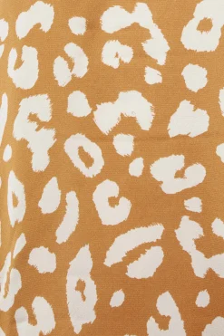 M&Co Womens M&Co Orange Leopard Print High Neck Satin Blouse