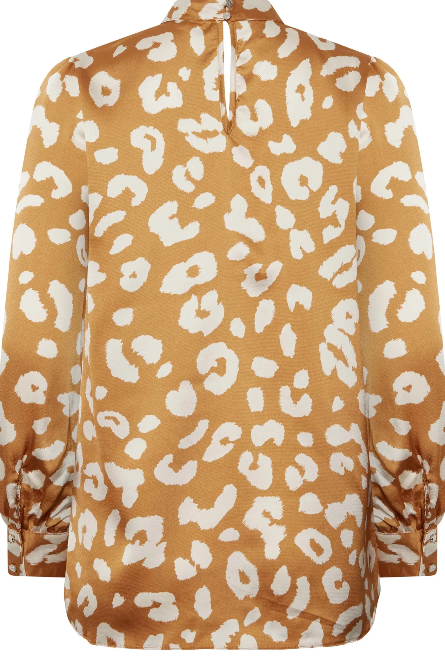 M&Co Womens M&Co Orange Leopard Print High Neck Satin Blouse