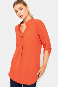 M&Co Womens M&Co Orange Long Sleeve Button Blouse