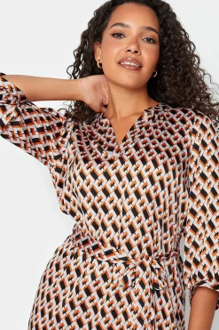 M&Co Womens M&Co Orange Satin Geometric Print Tunic Dress
