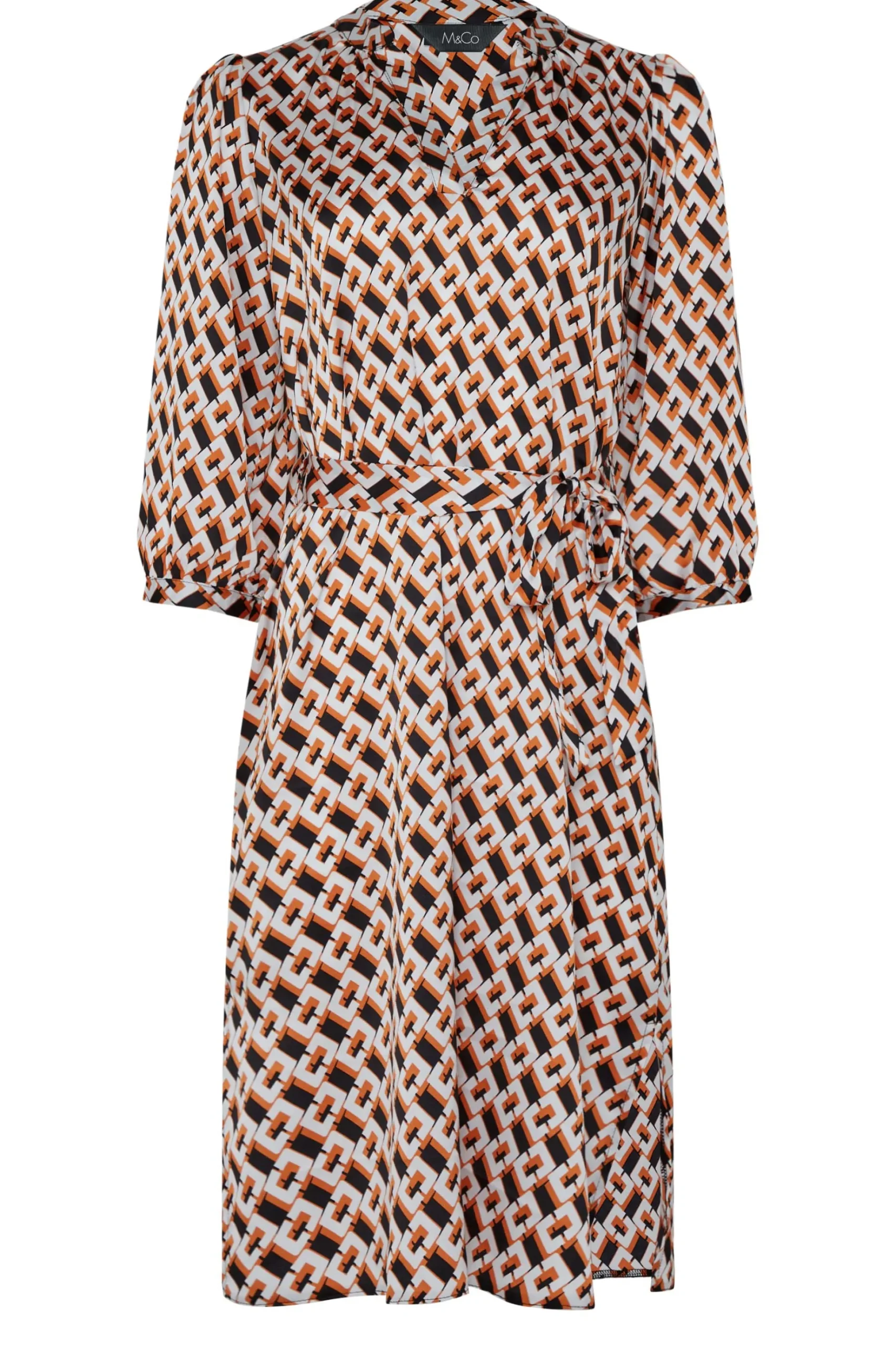 M&Co Womens M&Co Orange Satin Geometric Print Tunic Dress