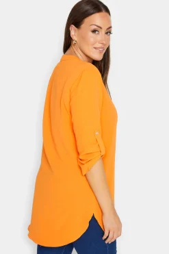 M&Co Womens M&Co Orange Statement Button Tab Sleeve Shirt