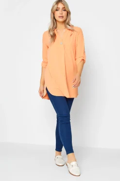 M&Co Womens M&Co Orange Statement Button Tab Sleeve Shirt