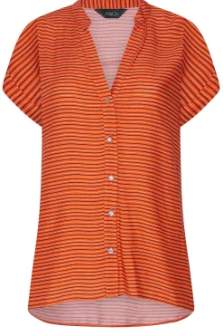 M&Co Womens M&Co Orange Stripe Grown On Sleeve Top
