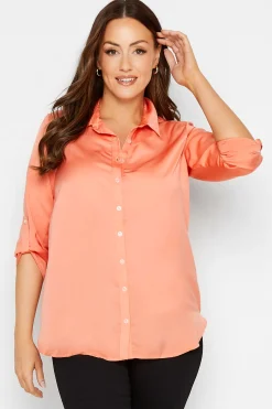 M&Co Womens M&Co Orange Tab Sleeve Shirt