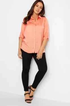 M&Co Womens M&Co Orange Tab Sleeve Shirt