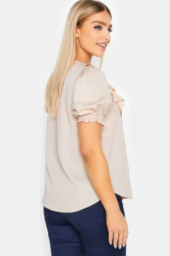 M&Co Womens M&Co Pale Pink Frill Front Blouse