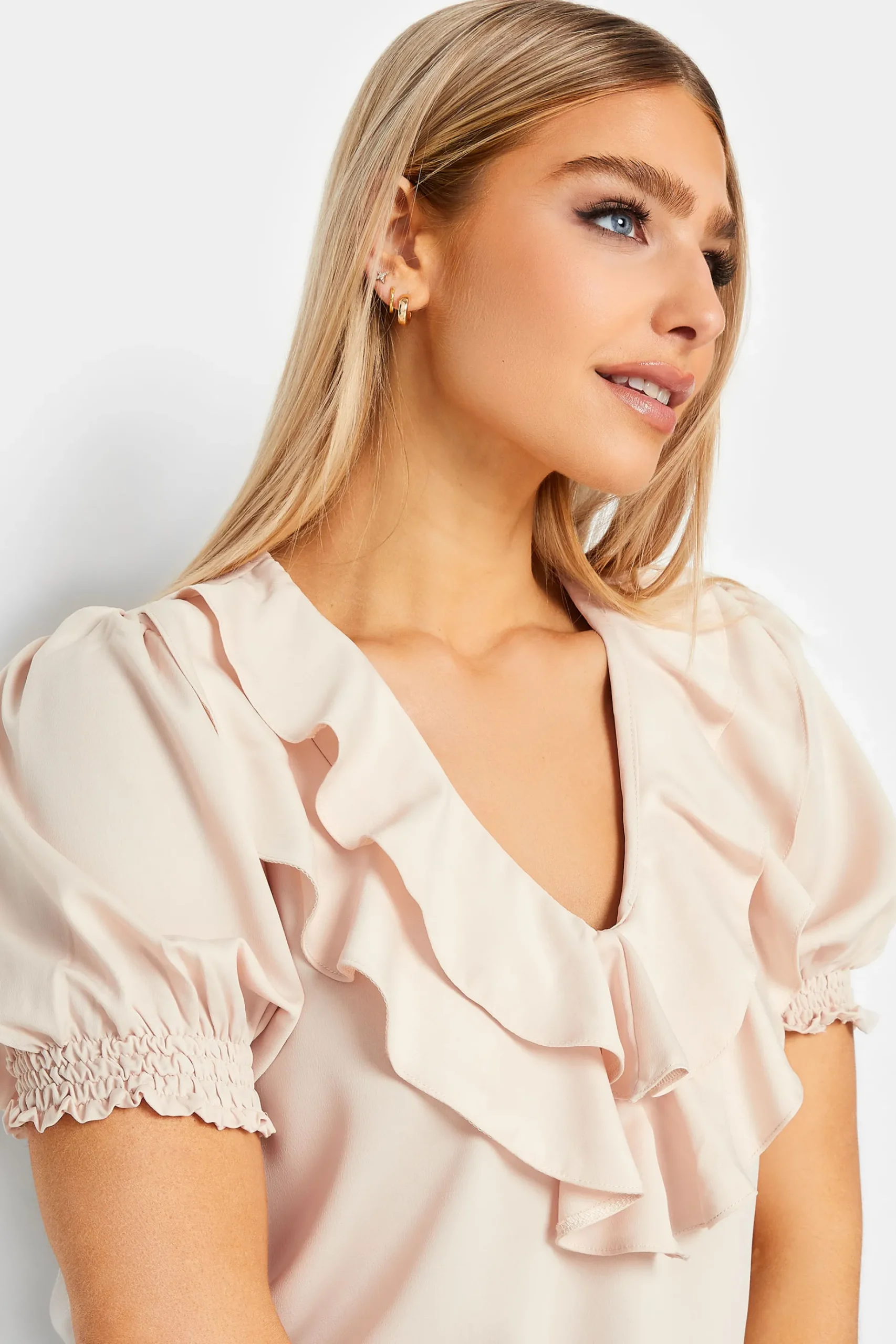 M&Co Womens M&Co Pale Pink Frill Front Blouse