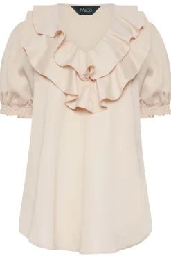 M&Co Womens M&Co Pale Pink Frill Front Blouse