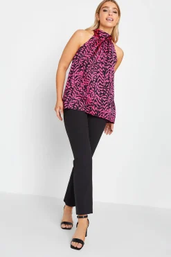 M&Co Womens M&Co Pink Animal Print Halterneck Blouse