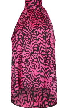 M&Co Womens M&Co Pink Animal Print Halterneck Blouse
