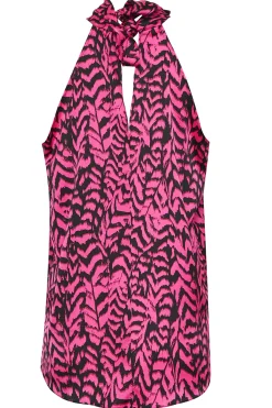 M&Co Womens M&Co Pink Animal Print Halterneck Blouse
