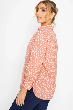 M&Co Womens M&Co Pink Brush Stroke Print Half Placket Shirt