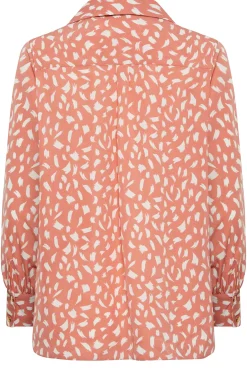 M&Co Womens M&Co Pink Brush Stroke Print Half Placket Shirt