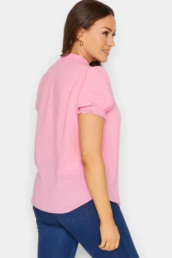 M&Co Womens M&Co Pink Check Frill Blouse