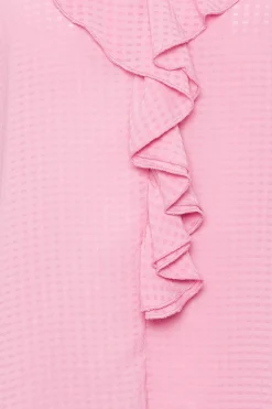 M&Co Womens M&Co Pink Check Frill Blouse