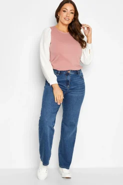 M&Co Womens M&Co Pink Contrast Long Sleeve Top