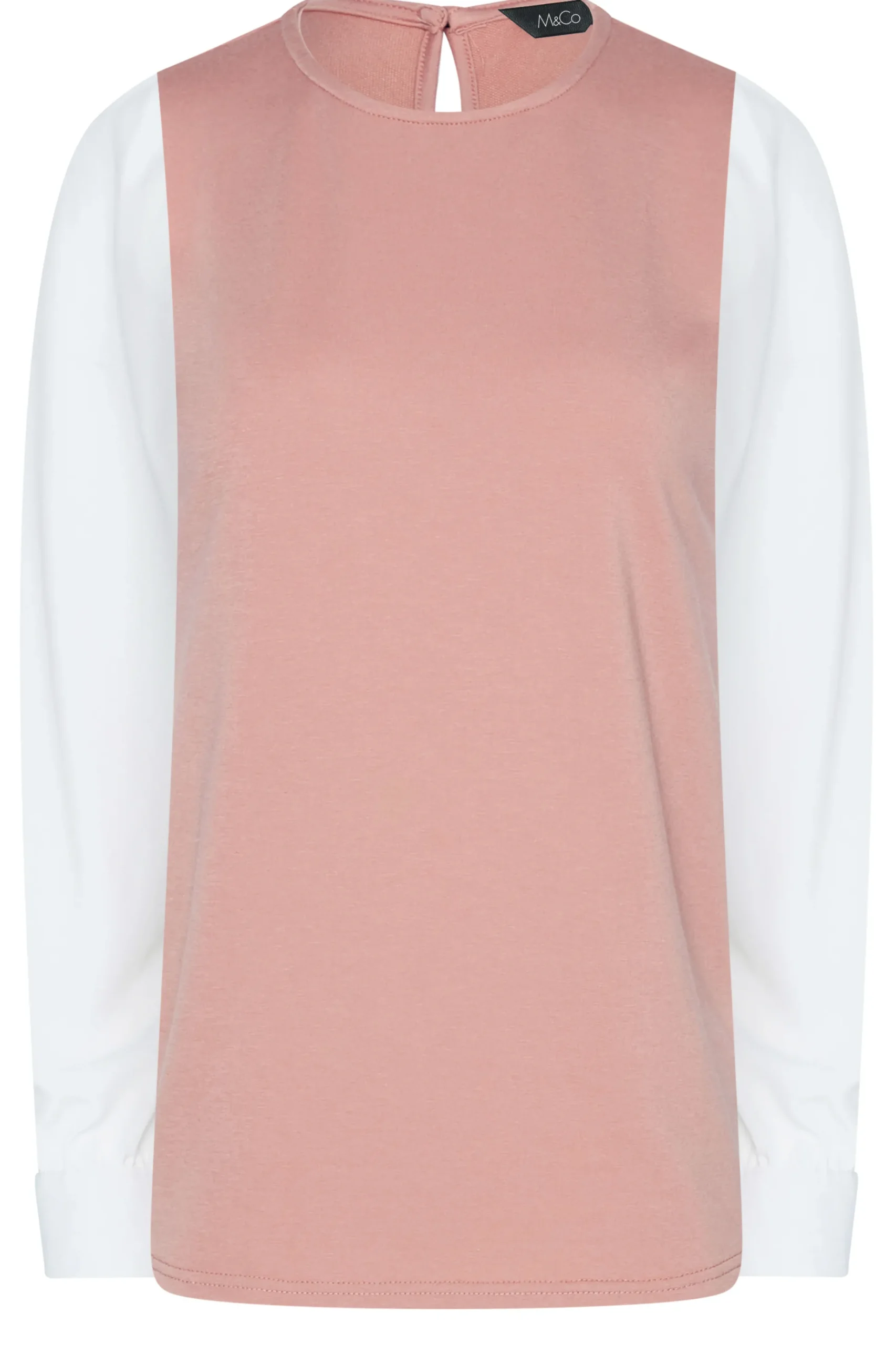 M&Co Womens M&Co Pink Contrast Long Sleeve Top