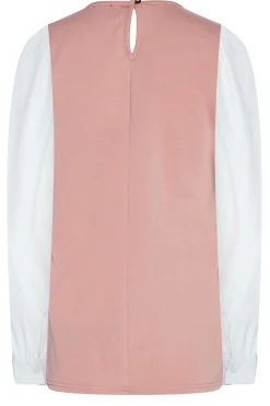 M&Co Womens M&Co Pink Contrast Long Sleeve Top