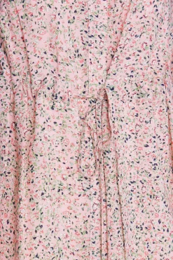 M&Co Womens M&Co Pink Ditsy Print Tie Waist Tunic Shirt