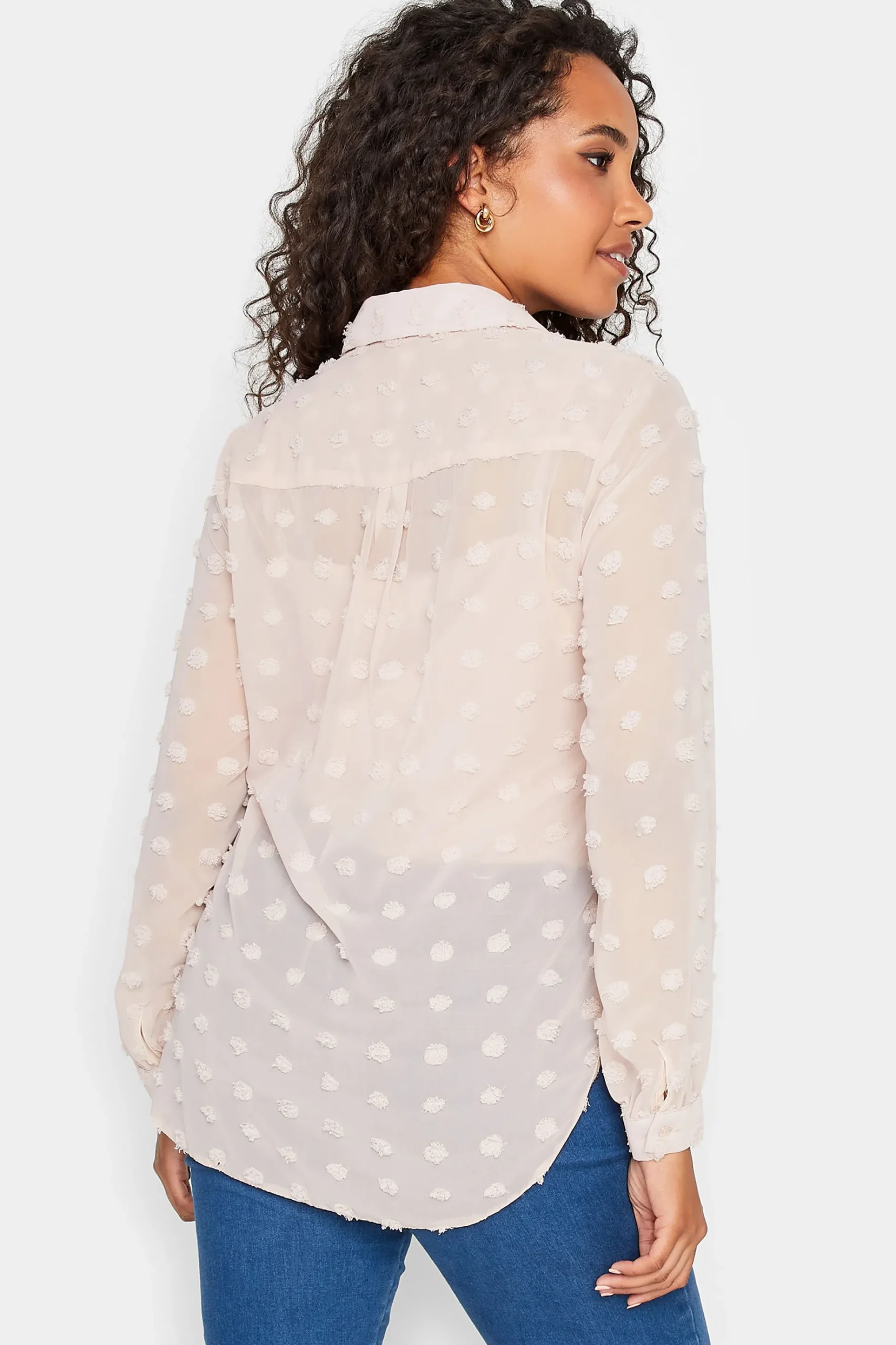 M&Co Womens M&Co Pink Dobby Spot Shirt