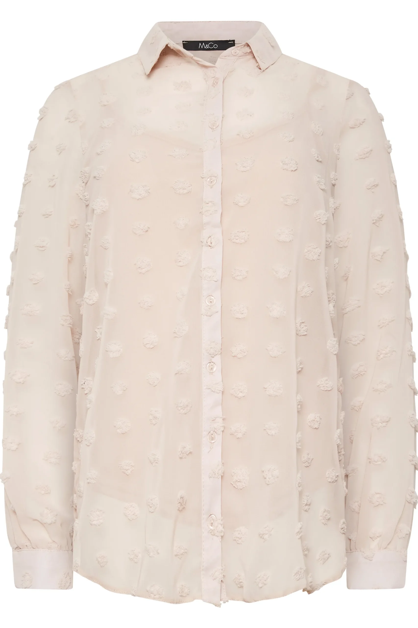 M&Co Womens M&Co Pink Dobby Spot Shirt