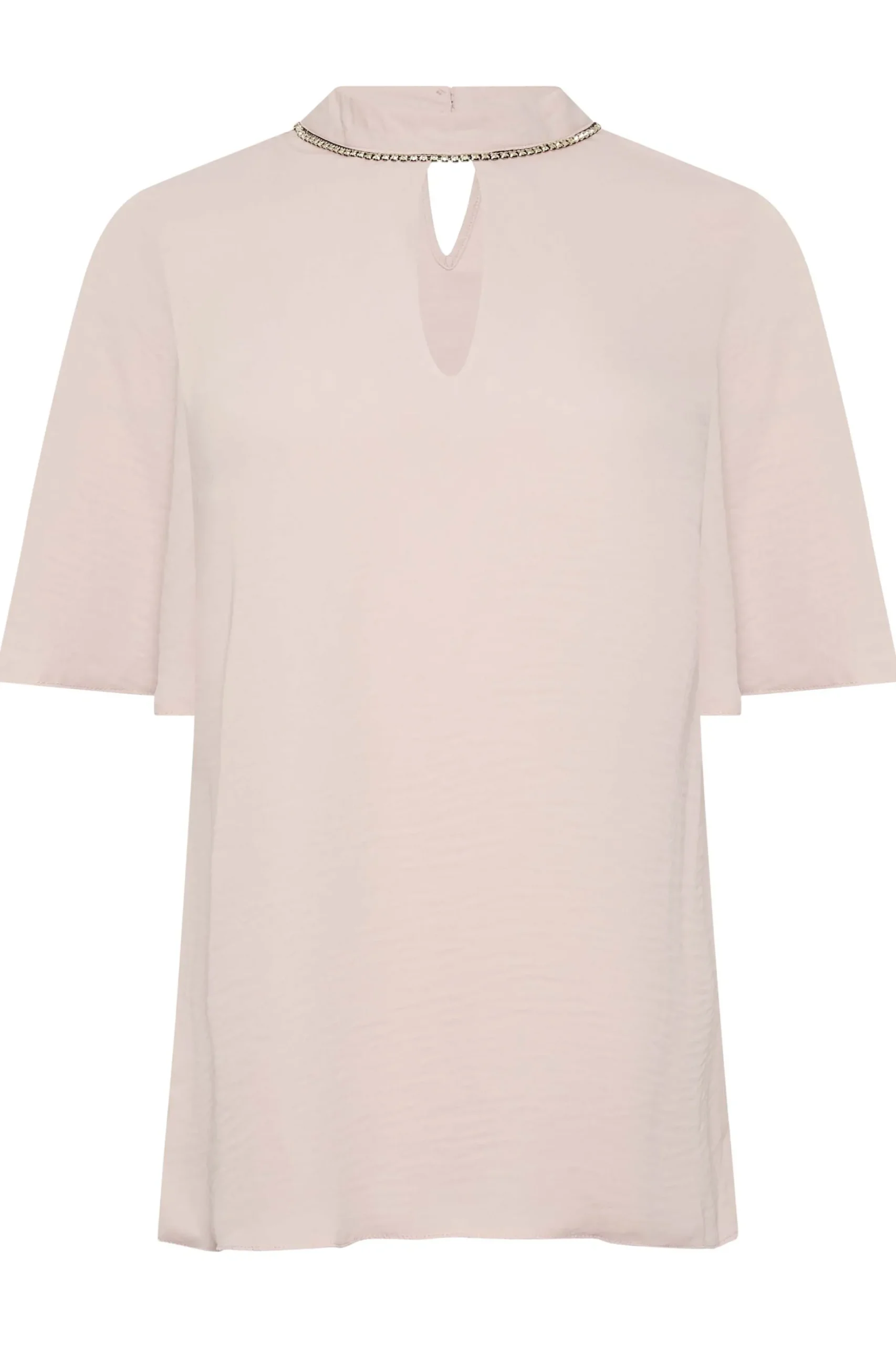 M&Co Womens M&Co Pink Embellished Neck Keyhole Blouse