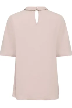 M&Co Womens M&Co Pink Embellished Neck Keyhole Blouse
