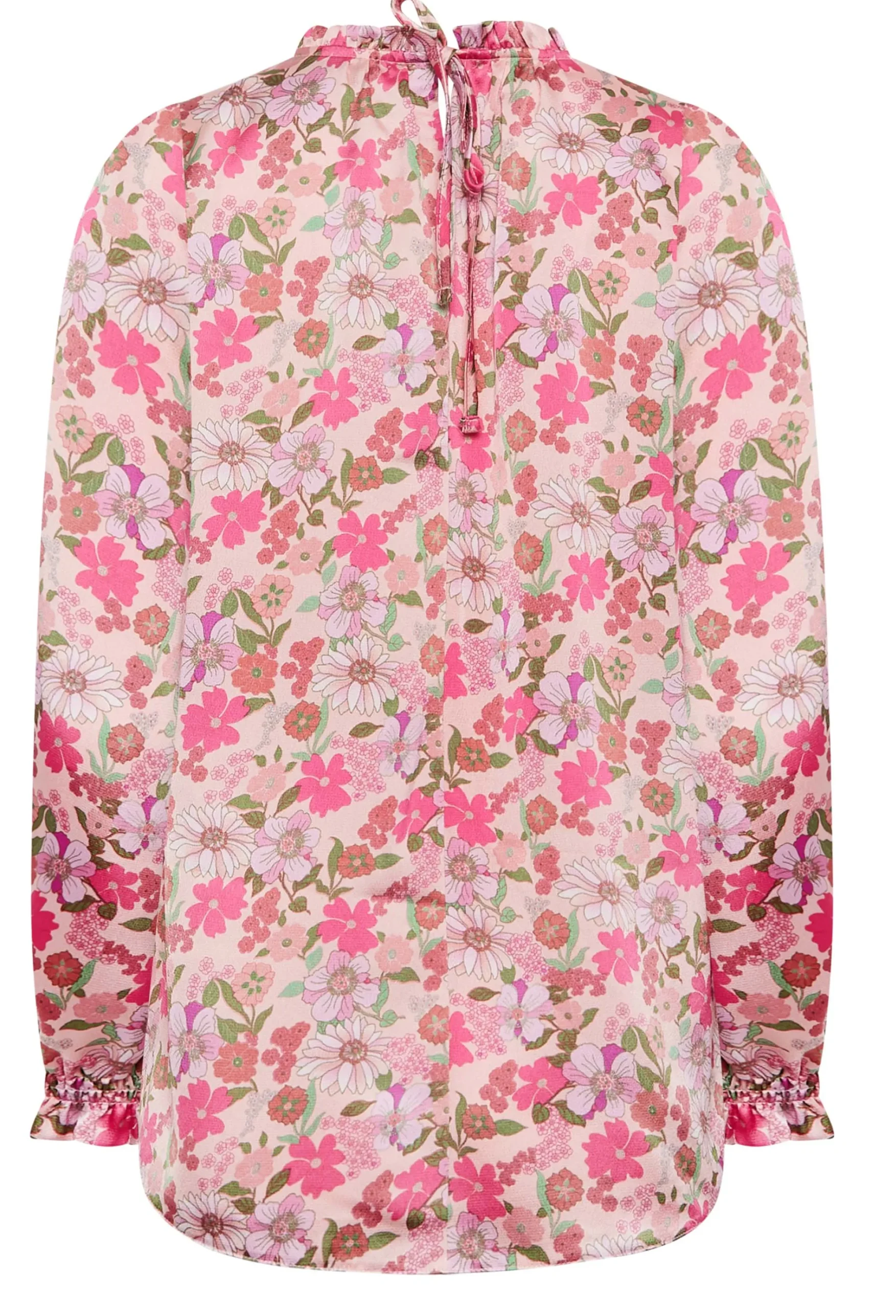 M&Co Womens M&Co Pink Floral Print Frill Neck Blouse