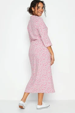 M&Co Womens M&Co Pink Floral Print Midi Shirt Dress