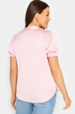 M&Co Womens M&Co Pink Frill Satin Blouse