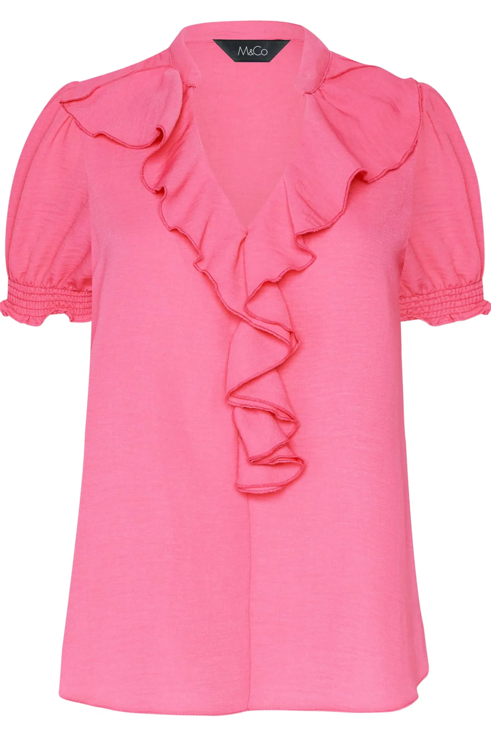 M&Co Womens M&Co Pink Frill Front Blouse