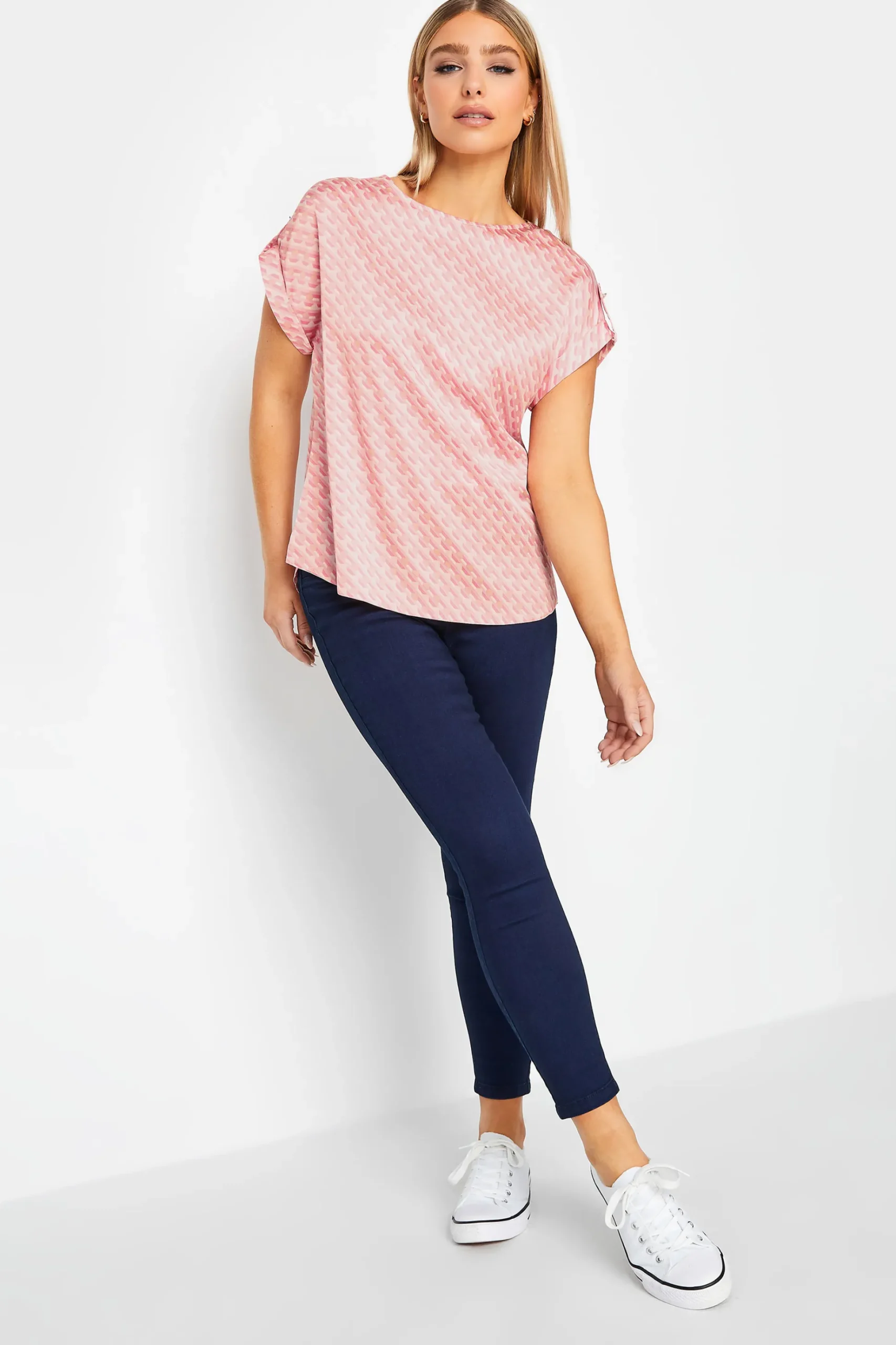M&Co Womens M&Co Pink Geometric Print Blouse